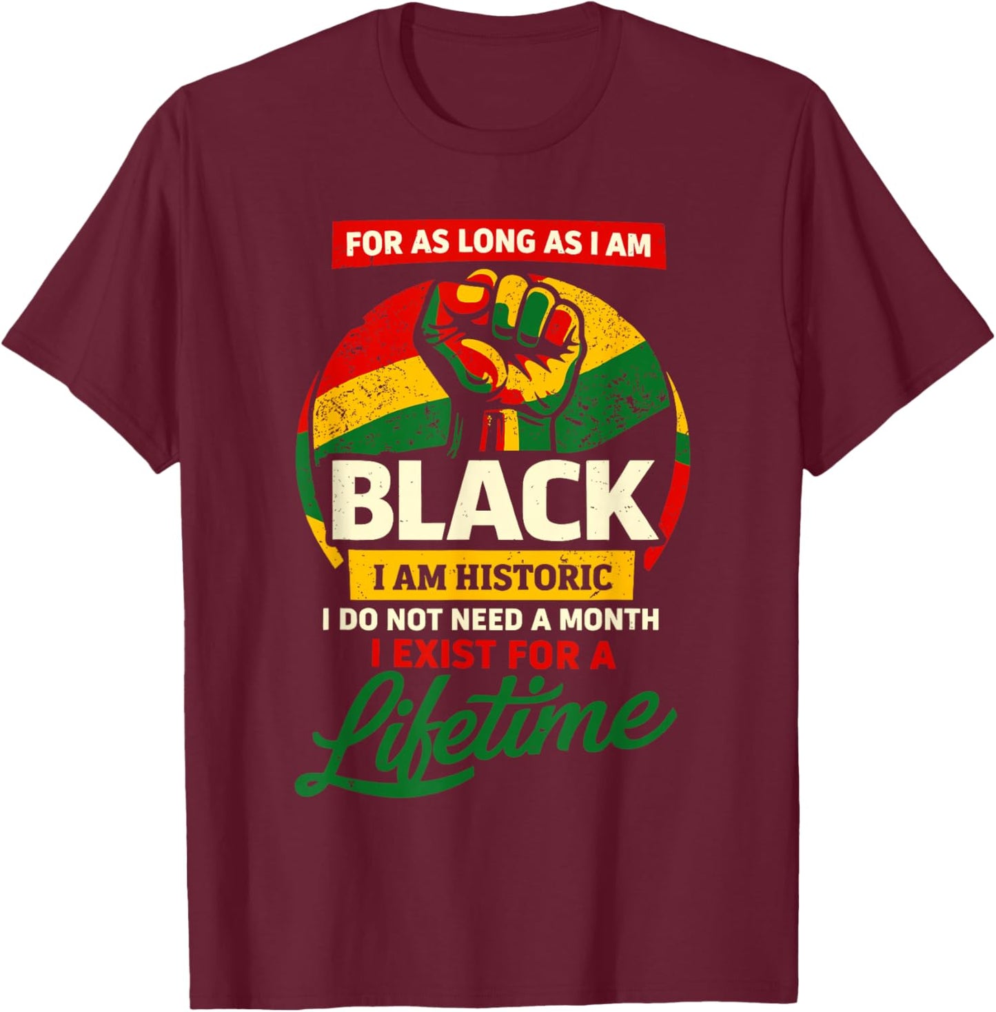 I Am Black I Am Historic Black History Afro African Attire T-Shirt - T-Shirt | Maroon