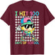 I Hit 100 Days of School Baseball Drip 100th Day of School T-Shirt - T-Shirt | Maroon