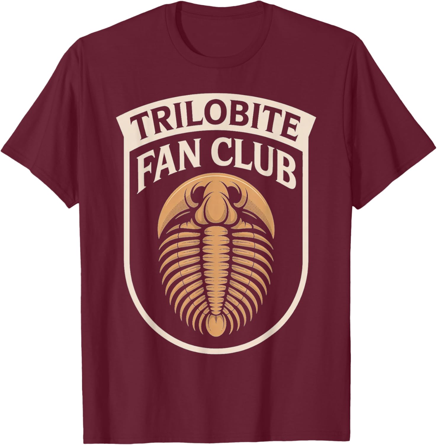 Trilobite Enthusiast Vintage Circle Logo Fossil Club Design T-Shirt - T-Shirt | Maroon