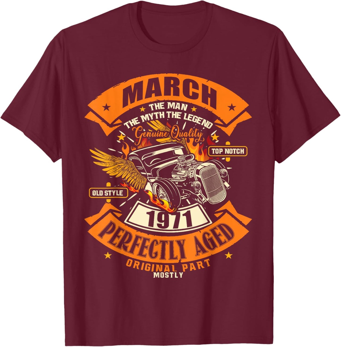 55th Birthday Gift Man Myth Legend March 1971 55 Yrs Old T-Shirt - T-Shirt | Maroon