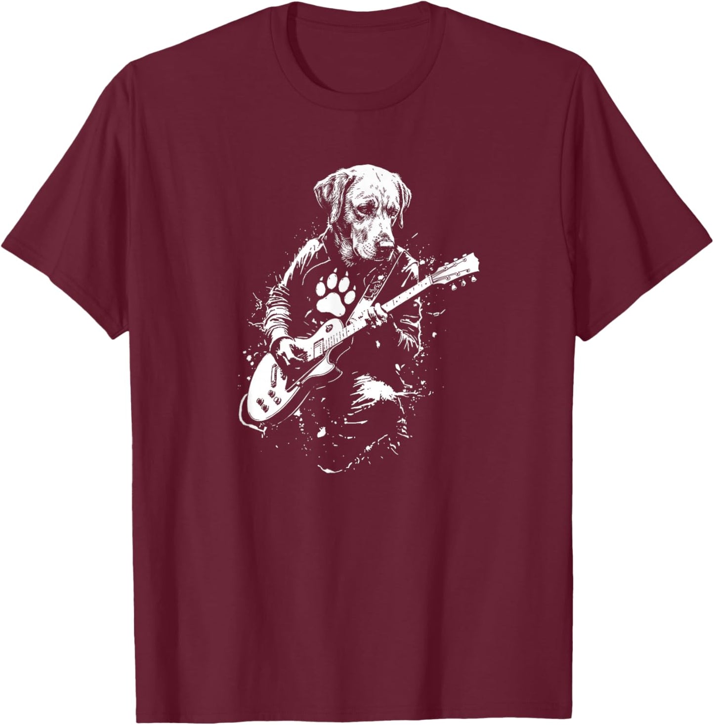 Labrador Guitar Player Dog Lover T-Shirt - T-Shirt | Maroon