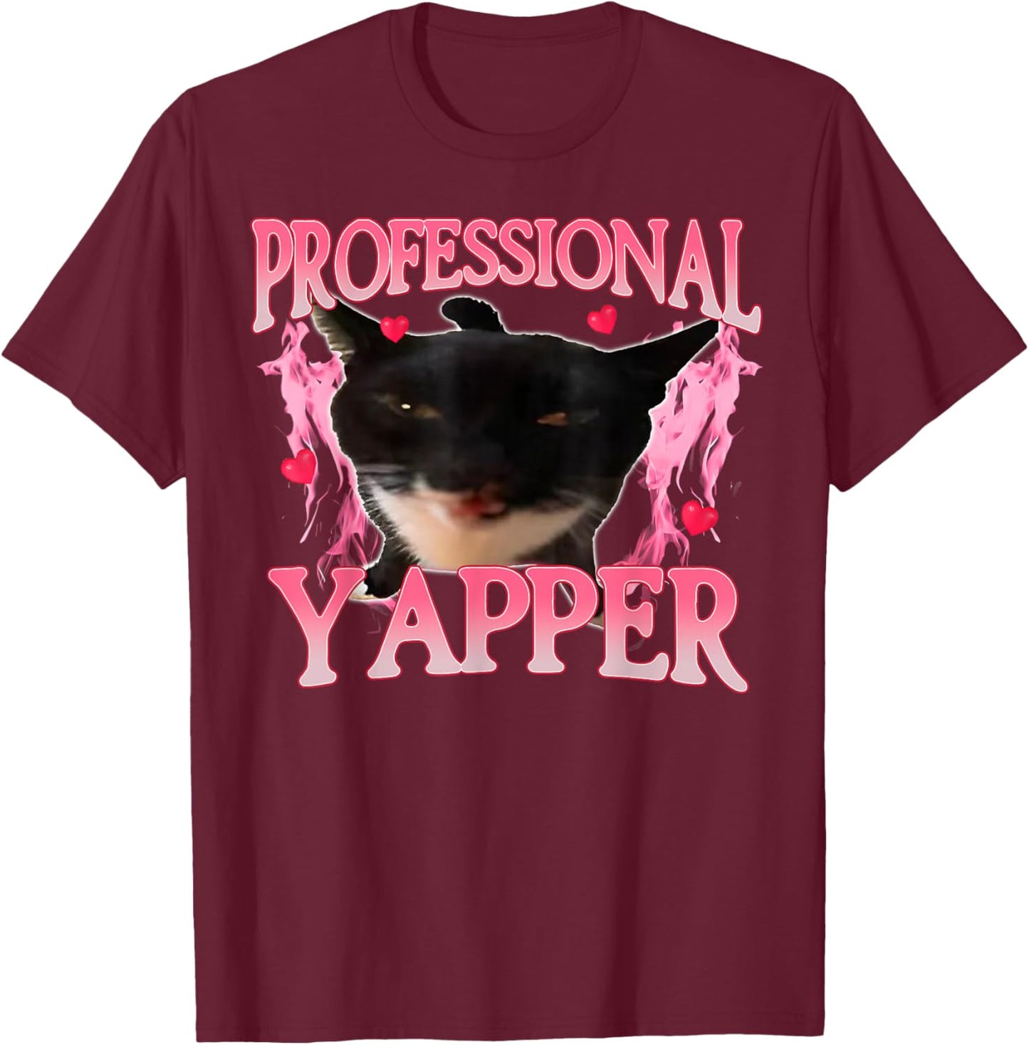 Funny Oddly Specific Dank Professional Yapper Cat Meme T-Shirt - T-Shirt | Maroon