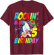 Rockin in My 5th Birthday Unicorn Rockstar Kids Gift T-Shirt - T-Shirt | Maroon
