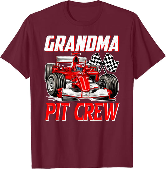 Grandma Pit Crew Racer Racing Family T-Shirt - T-Shirt | Maroon