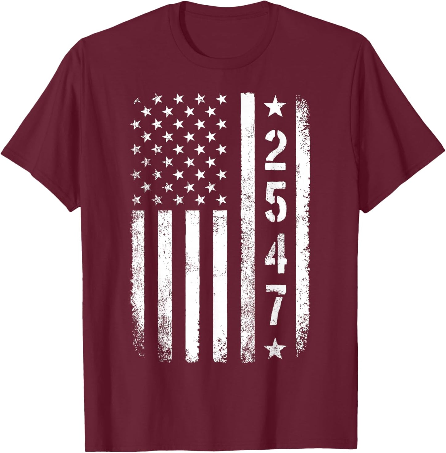2547 Flag Patriotic T-Shirt - T-Shirt | Maroon