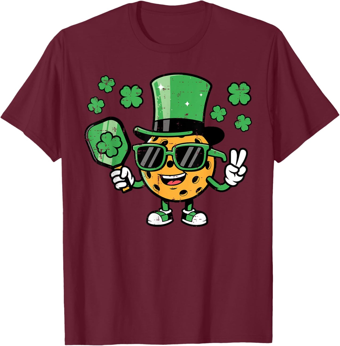 St Patricks Day Pickleball Saint Paddys Irish Men Women Kids T-Shirt - T-Shirt | Maroon