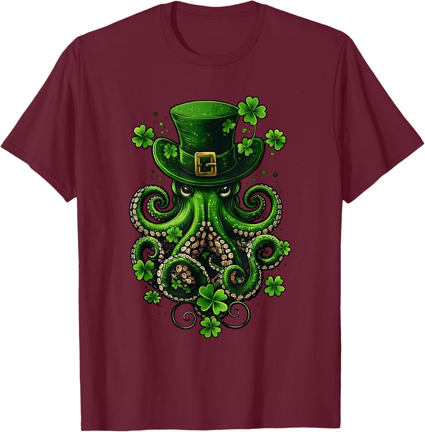 St Patricks Day Octopus Saint Pattys Paddys Men Women Kids T-Shirt - T-Shirt | Maroon