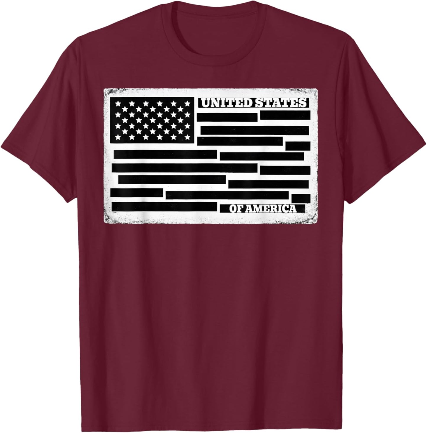 United States of America Document Censored File USA Flag T-Shirt - T-Shirt | Maroon
