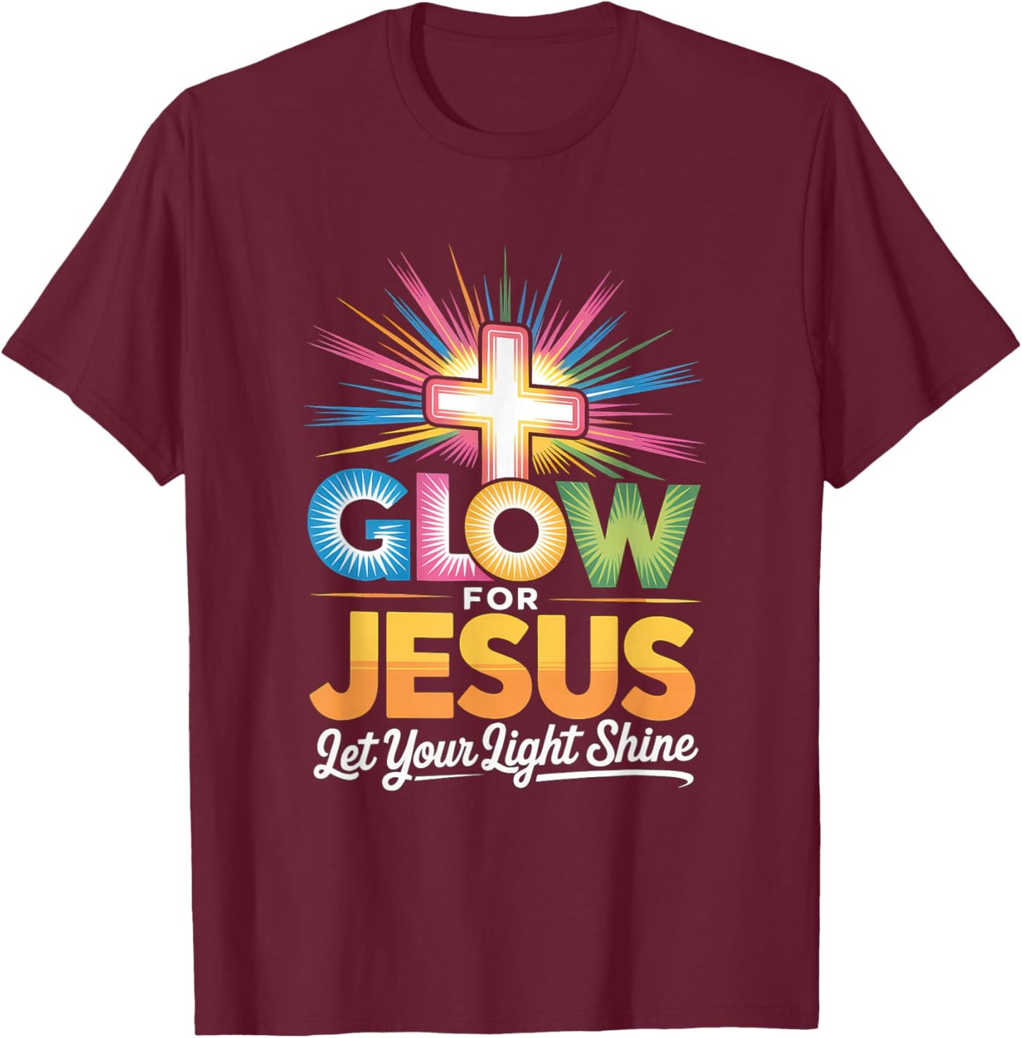 Glow for Jesus Christian Faith Lion God Christianity T-Shirt - T-Shirt | Maroon