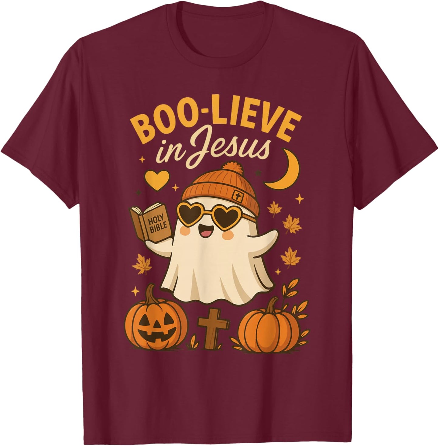 Boo-Lieve in Jesus T-Shirt - T-Shirt | Maroon