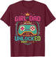 Girl Dad Level: Unlocked New Baby Girl Announcement T-Shirt - T-Shirt | Maroon