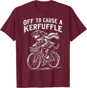 Off to Cause a Kerfuffle Dachshund Funny Cute Dog T-Shirt - T-Shirt | Maroon
