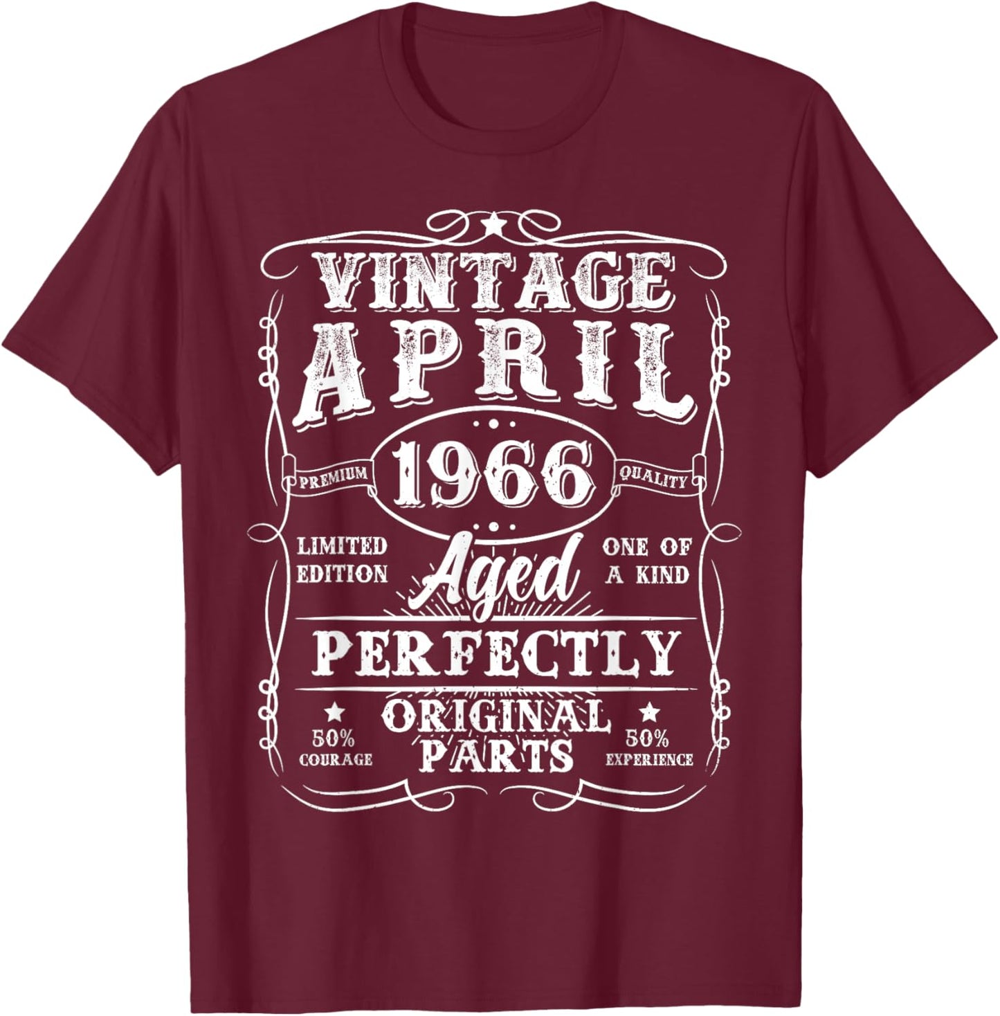 Retro 60 Year Old April 1966 Vintage 60th Birthday Men Dad T-Shirt - T-Shirt | Maroon