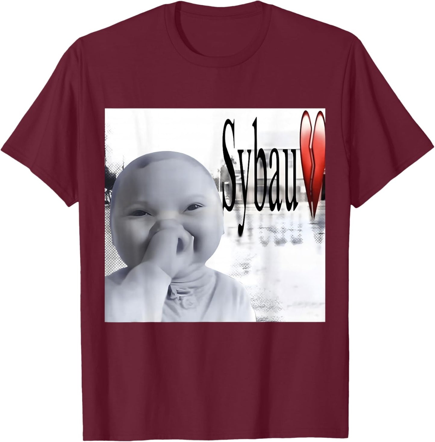 Funny AI Baby Laughing Meme SYBAU Brainrot T-Shirt - T-Shirt | Maroon