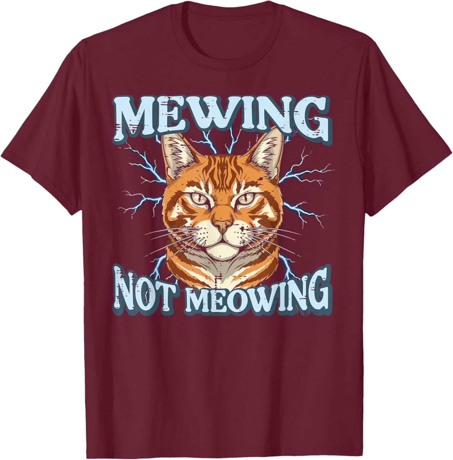 Orange Cat Mewing Not Meowing Funny Meme Men Women Kids T-Shirt - T-Shirt | Maroon