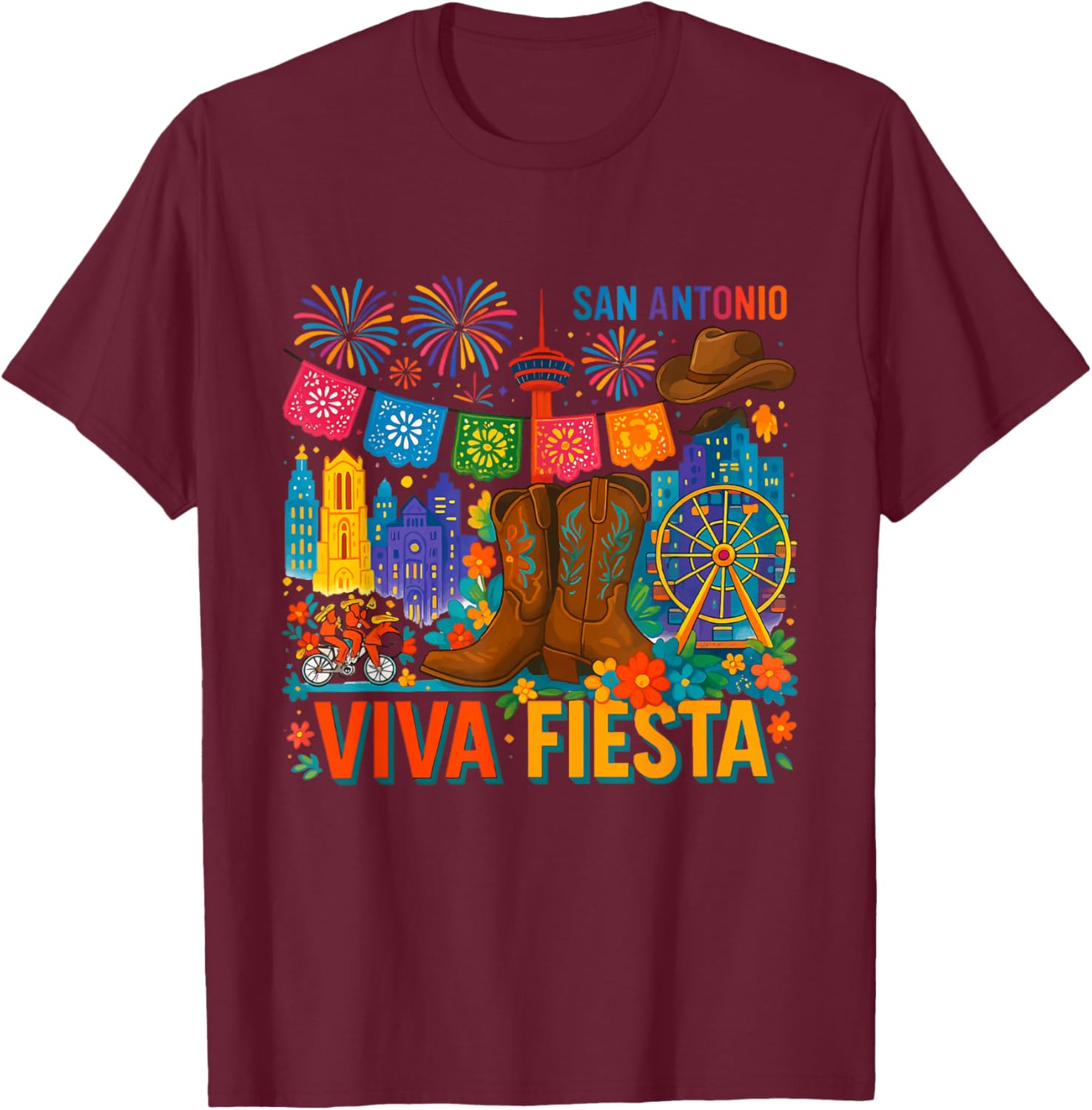 Funny Cinco De Mayo Viva Fiesta San Antonio Mexican Party T-Shirt - T-Shirt | Maroon