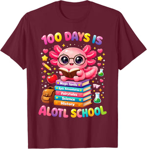 101 Days of School Axolotl Cute Kids Teacher Party T-Shirt - T-Shirt | Maroon