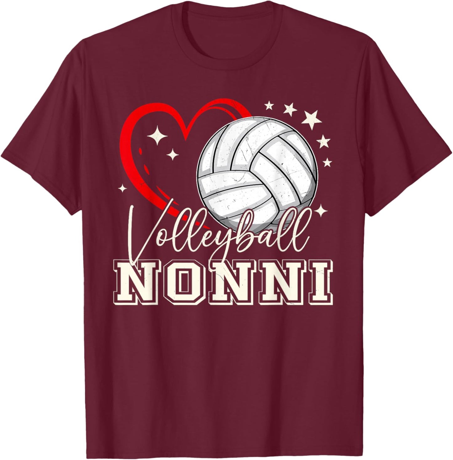 Volleyball Nonni Family Matching Cute Volleyball Lover T-Shirt - T-Shirt | Maroon