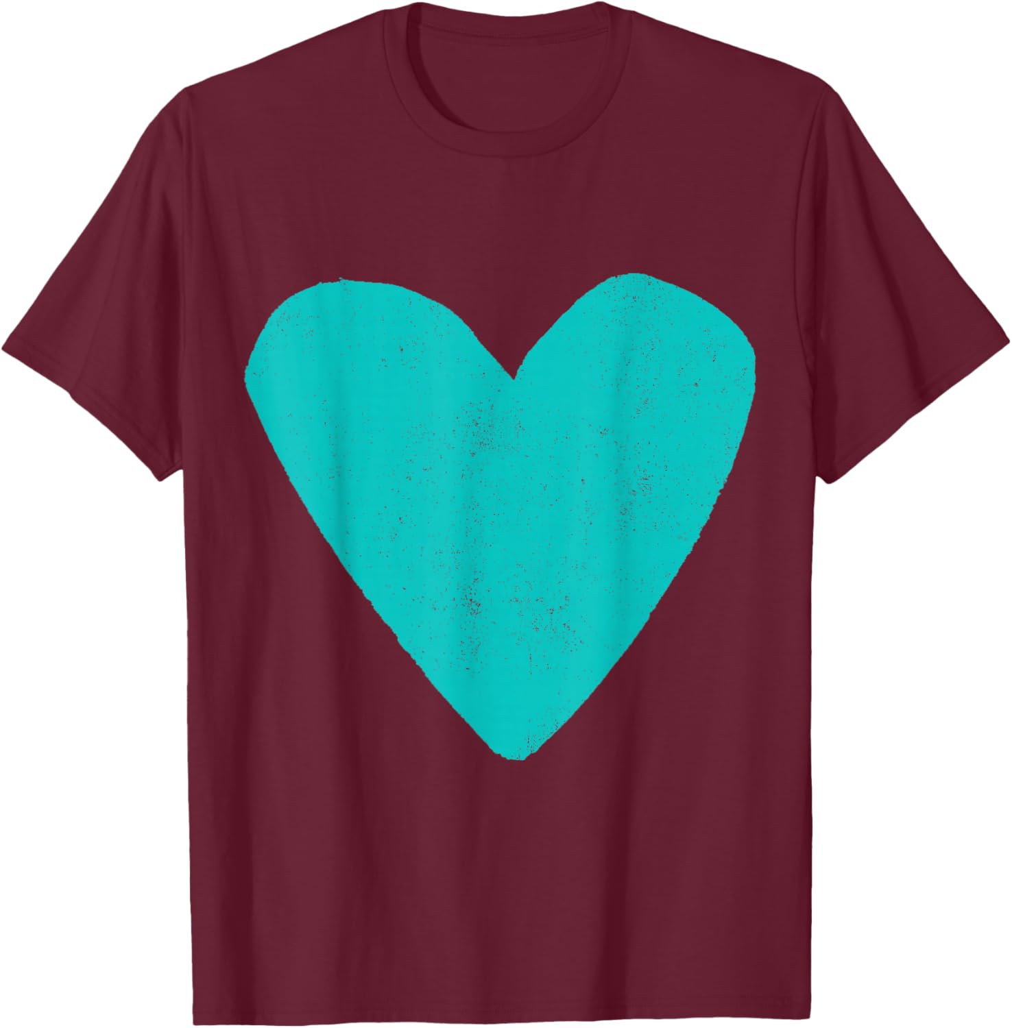 Love Heart Teal Turquoise Color Purple T-Shirt - T-Shirt | Maroon