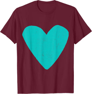 Love Heart Teal Turquoise Color Purple T-Shirt - T-Shirt | Maroon