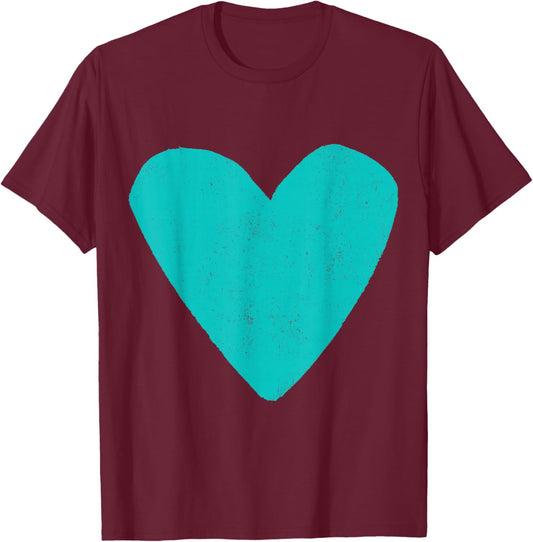 Love Heart Teal Turquoise Color Purple T-Shirt - T-Shirt | Maroon