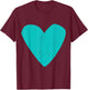 Love Heart Teal Turquoise Color Purple T-Shirt - T-Shirt | Maroon