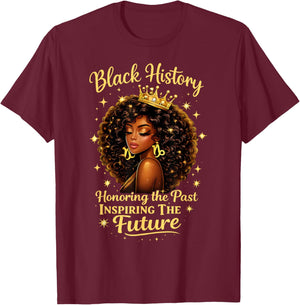 Black History Honoring The Past Inspiring The Future Teacher T-Shirt - T-Shirt | Maroon