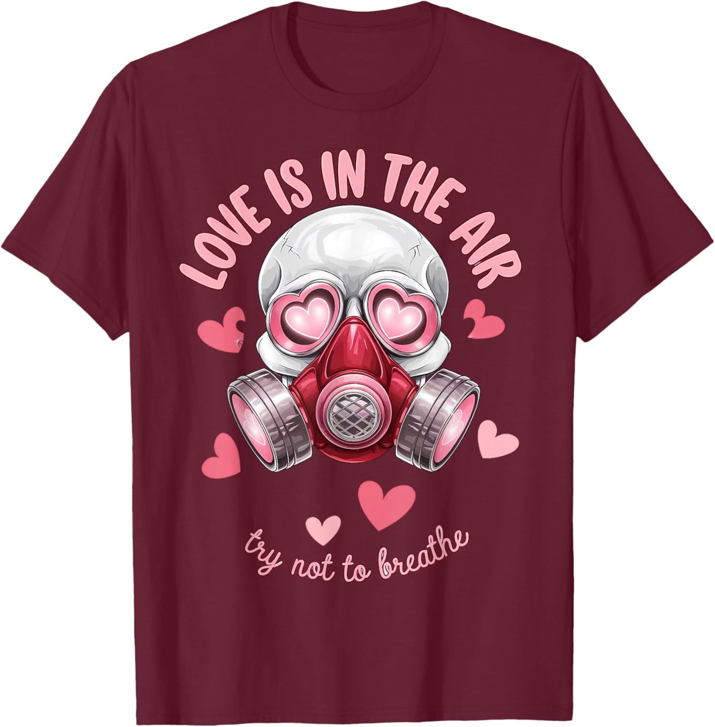 Valentine Skull Gas Mask Love Romance T-Shirt - T-Shirt | Maroon