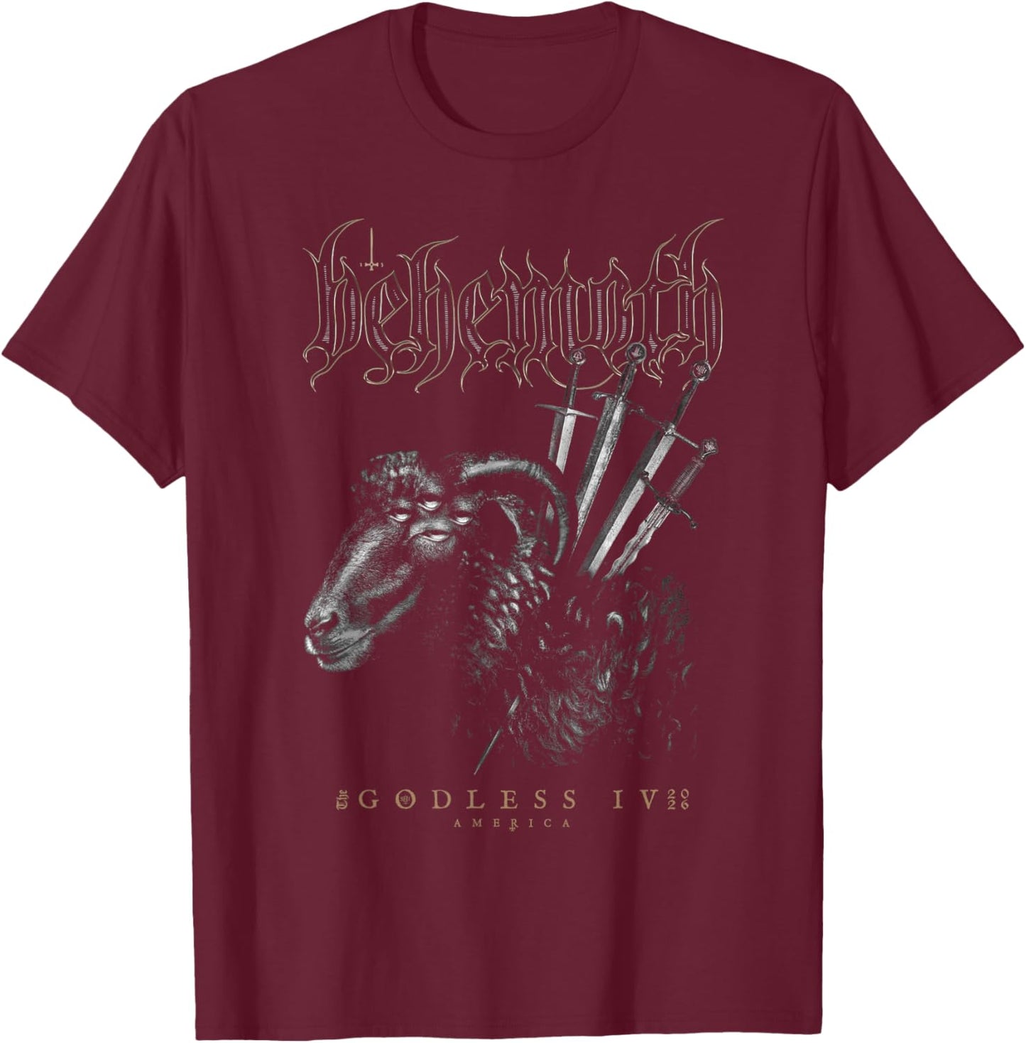 Behemoth Godless Goat ITIN T-Shirt - T-Shirt | Maroon