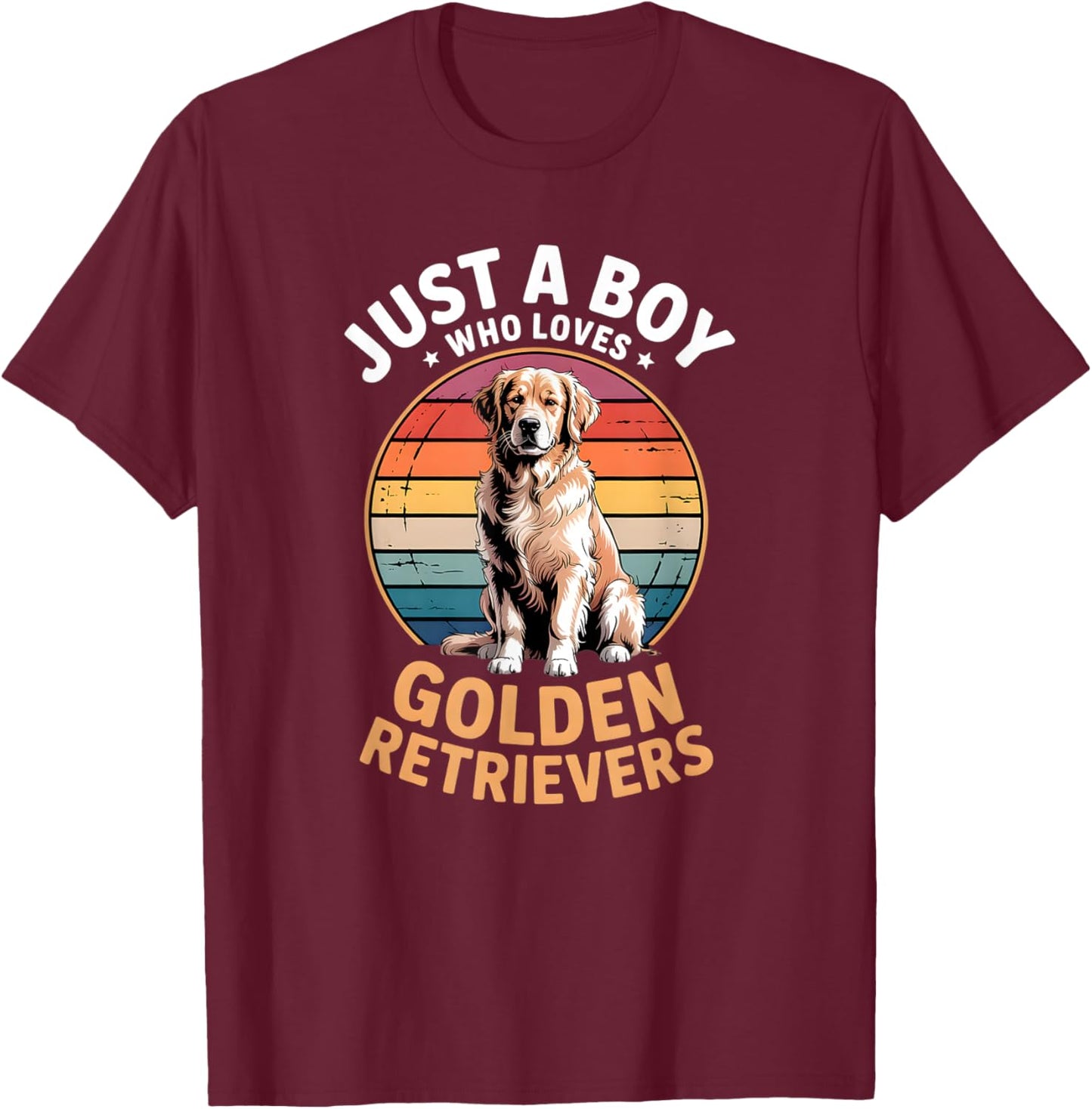 Boys Golden Retriever T-Shirt - T-Shirt | Maroon