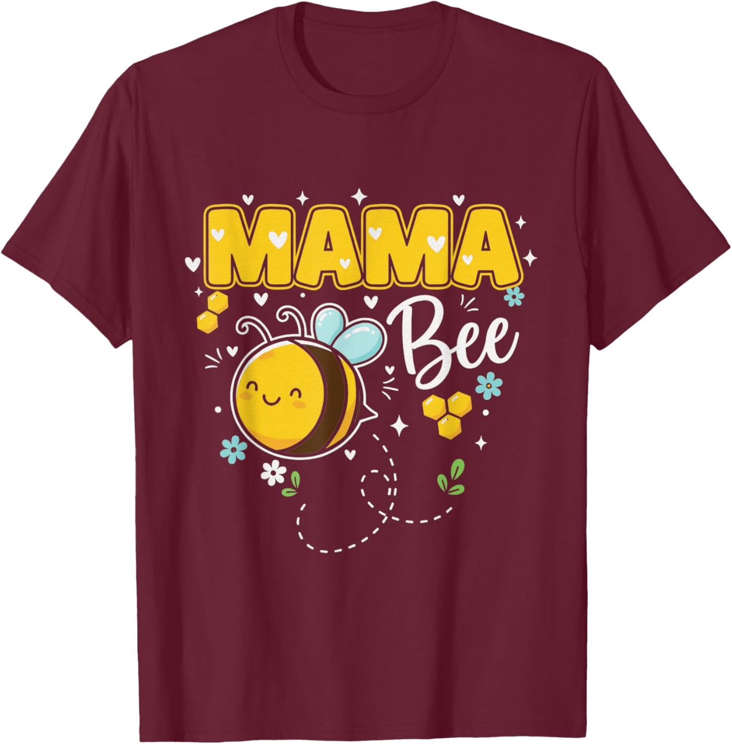 Mama Bee Cute Beekeeping Birthday Party Matching Family T-Shirt - T-Shirt | Maroon