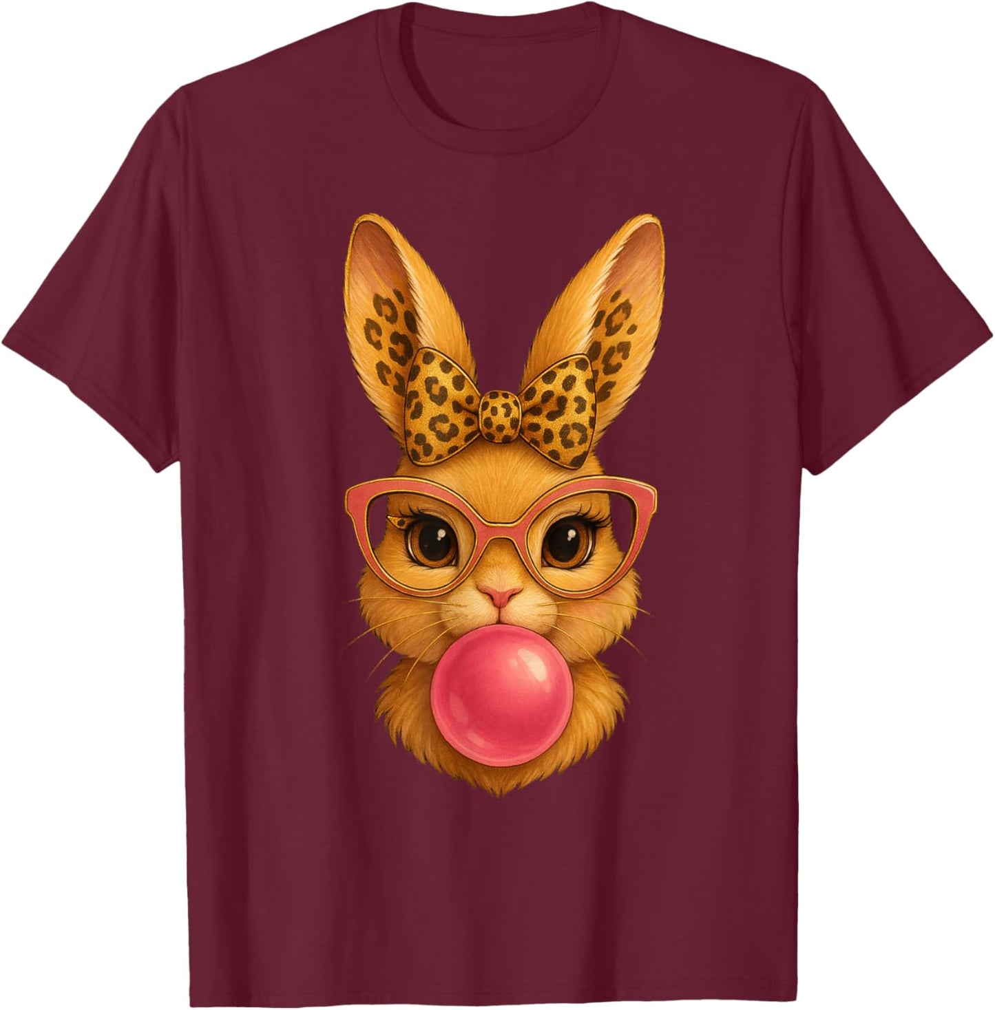 Happy Easter Bunny Coquette Bow Easter Rabbit Girls Women T-Shirt - T-Shirt | Maroon