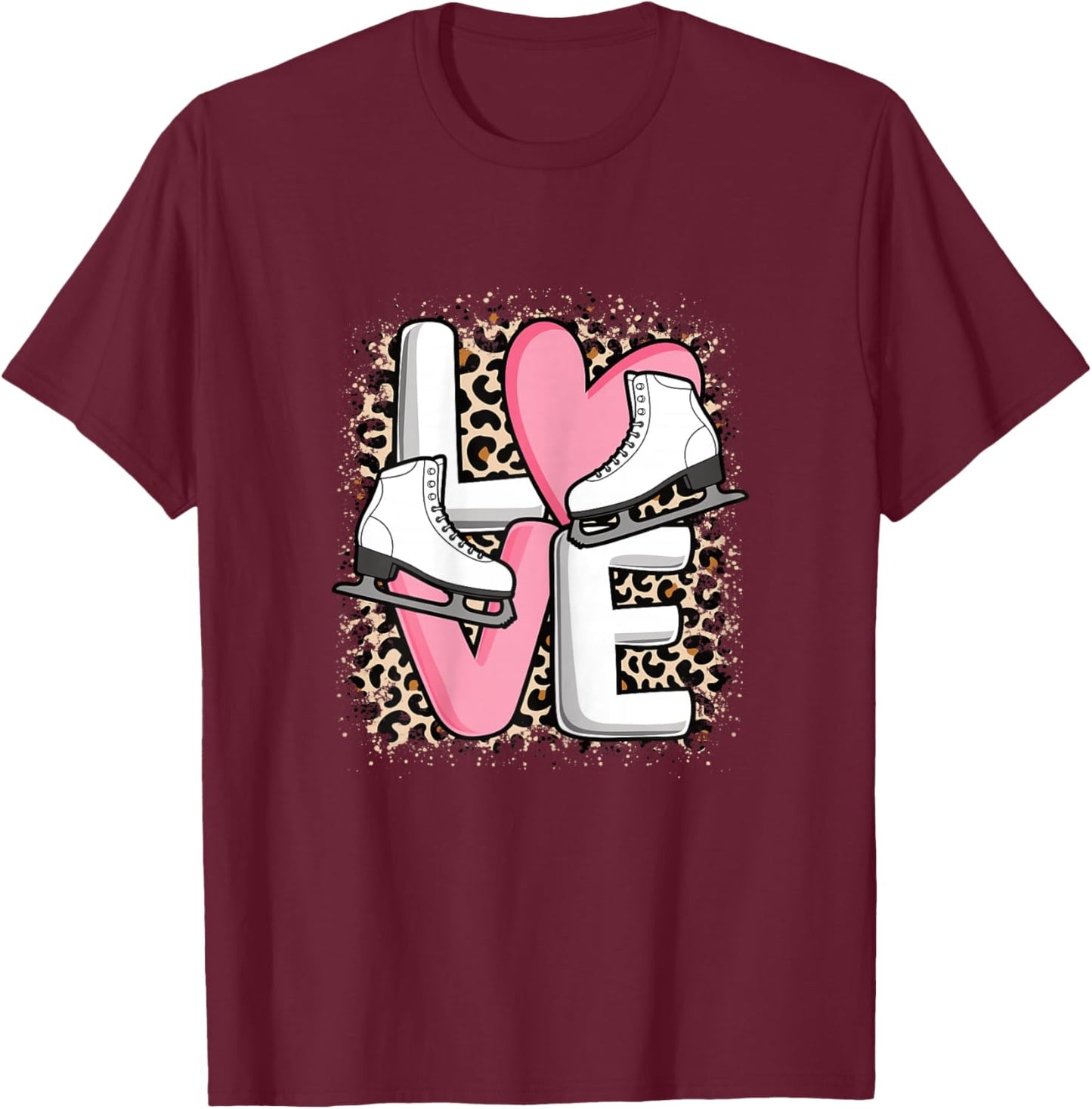 Love Ice Skating Cute Skate Figure Skater Women Girls T-Shirt - T-Shirt | Maroon