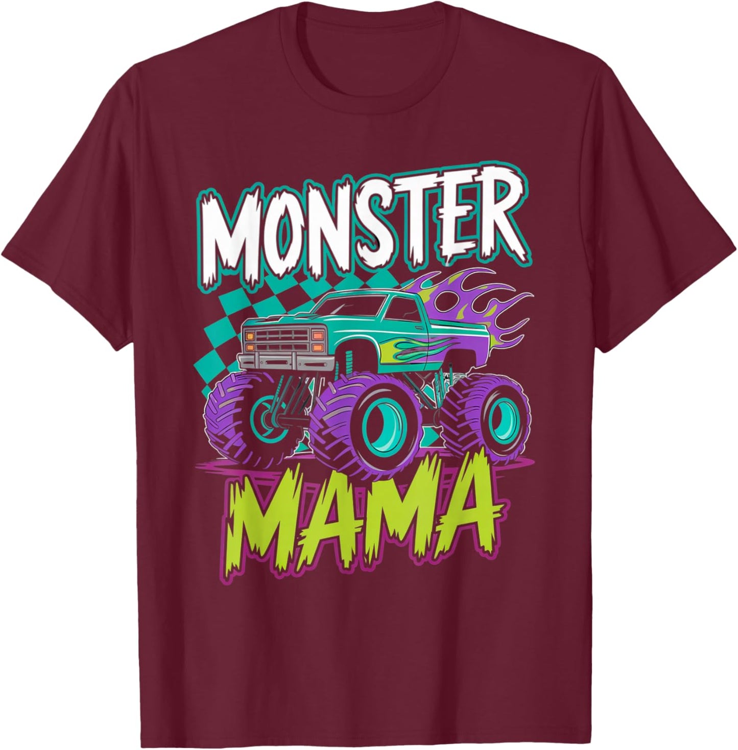 Monster Truck Mama Family Crew Matching Party Funny T-Shirt - T-Shirt | Maroon