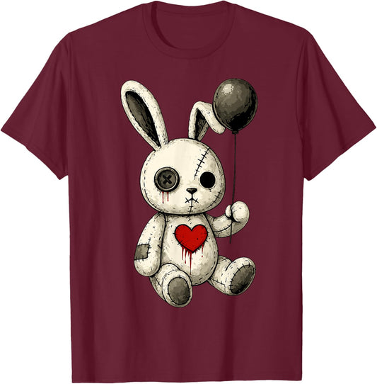 Creepy Cute Bunny Voodoo Doll Pastel Goth Horror Lover T-Shirt - T-Shirt | Maroon