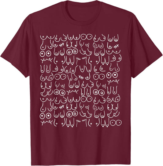 Love Boobies Funny Breast Cancer Awareness Pink Ribbon Women T-Shirt - T-Shirt | Maroon