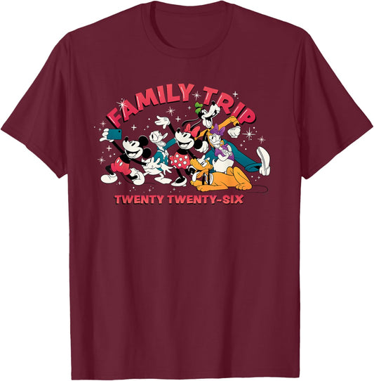 Disney Mickey & Friends Vacation Selfie Family Trip 2026 T-Shirt - T-Shirt | Maroon
