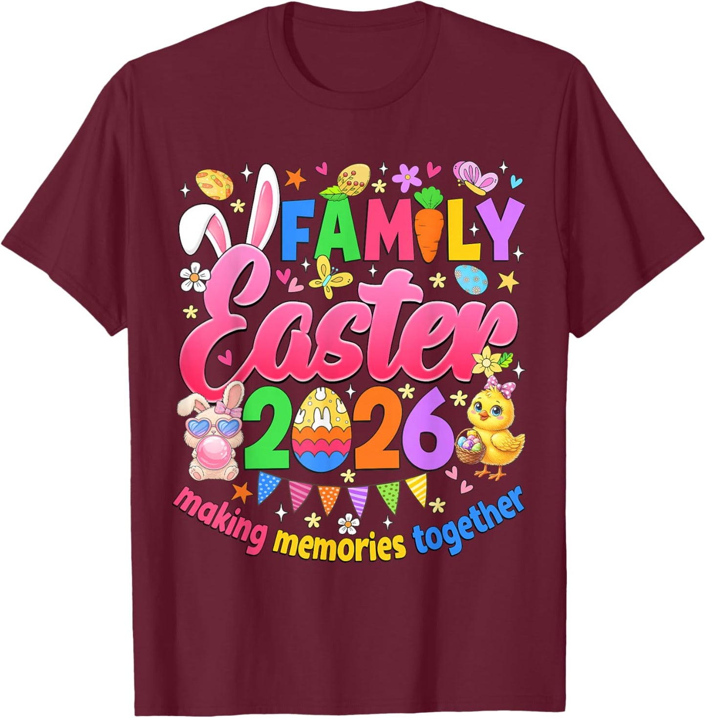 Family Easter 2026 Making Memories Together Easter Day Kids T-Shirt - T-Shirt | Maroon