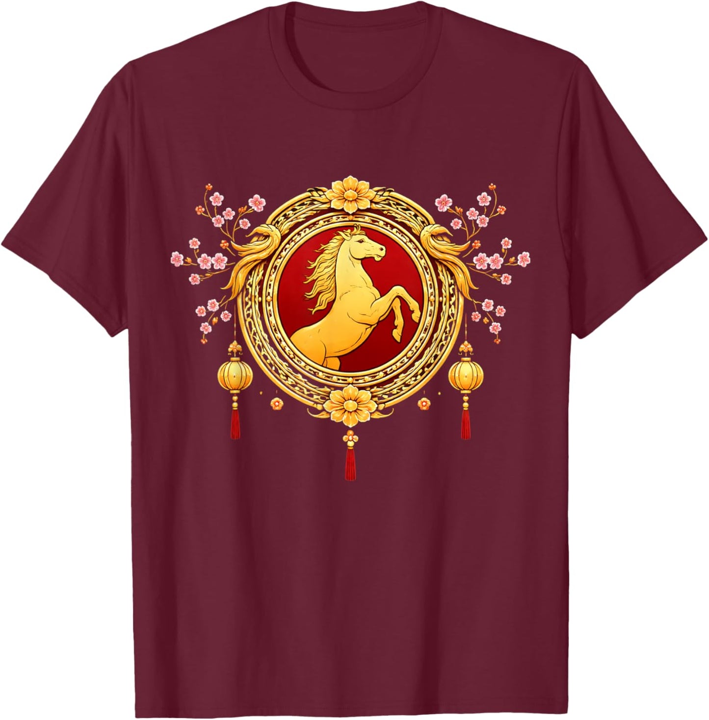 Year of The Horse 2026 Lunar New Year Chinese Men Women Kids T-Shirt - T-Shirt | Maroon