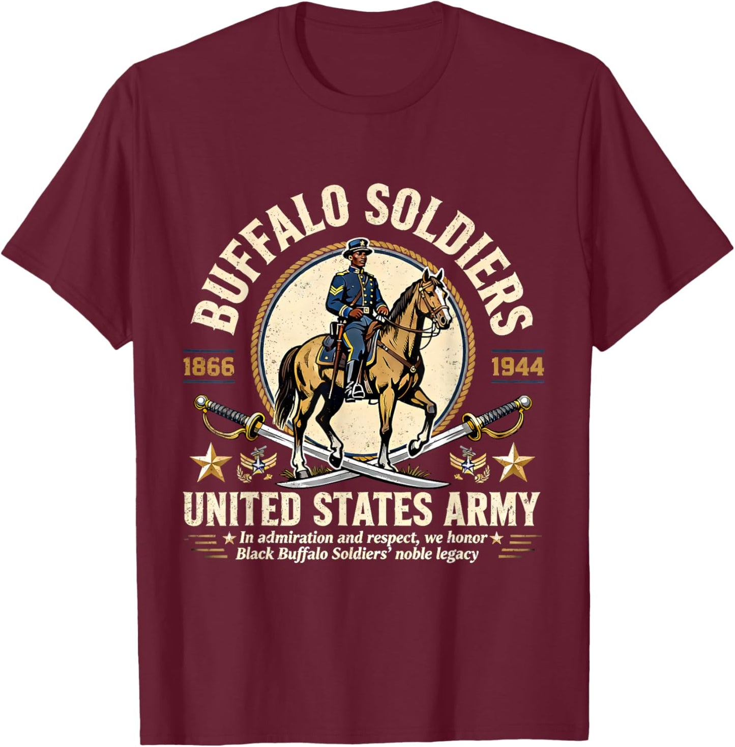 Buffalo Soldiers Black History United States Army Honor T-Shirt - T-Shirt | Maroon