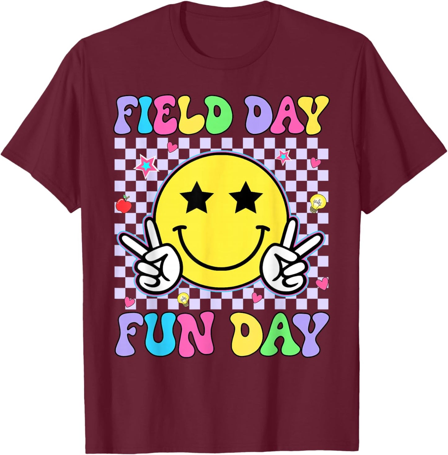 Retro Groovy Field Day Fun Day Teacher Kids Field Day 2026 T-Shirt - T-Shirt | Maroon
