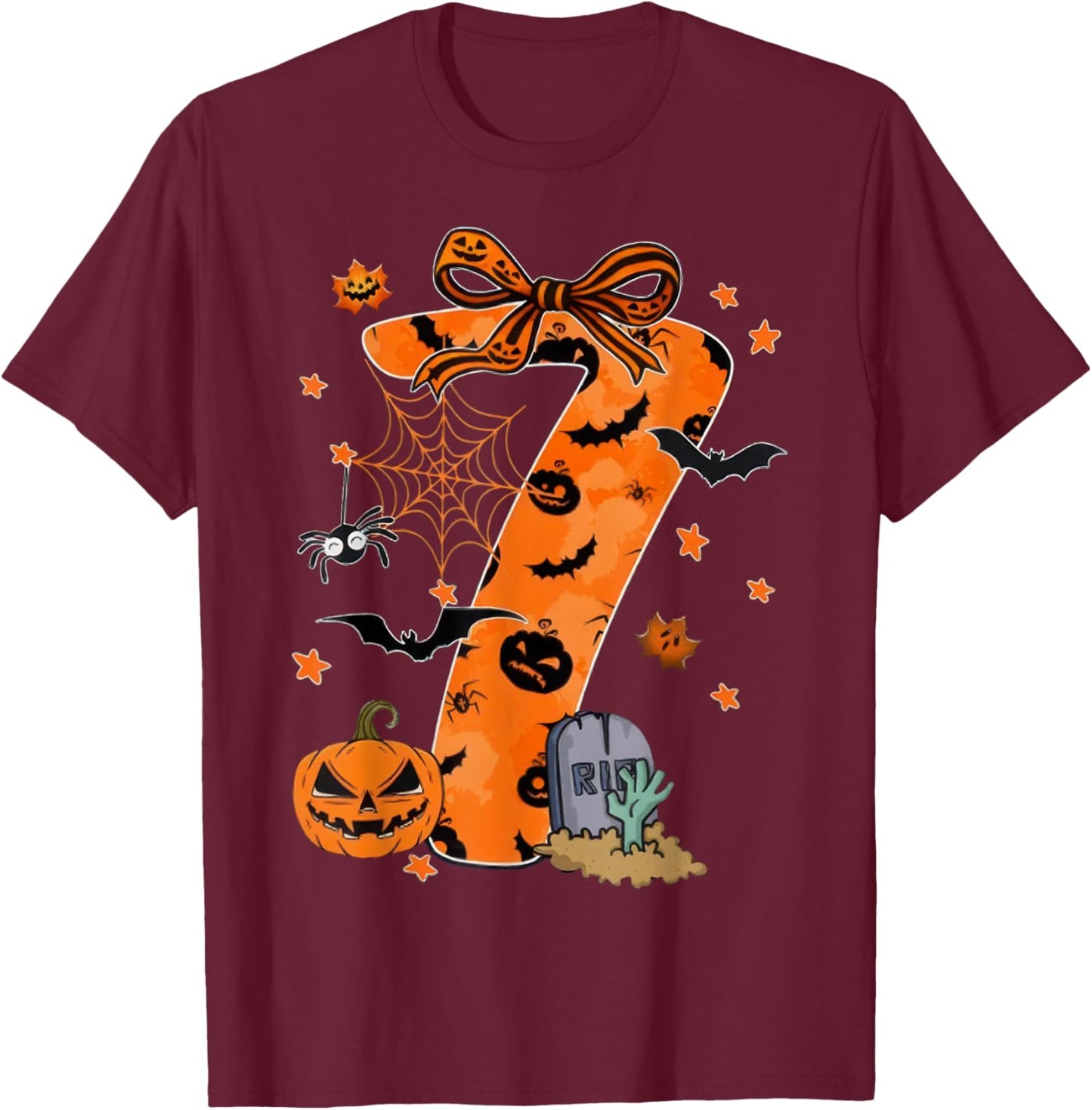 Fun Six Seven 6 7 Meme Design Couples Halloween T-Shirt - T-Shirt | Maroon
