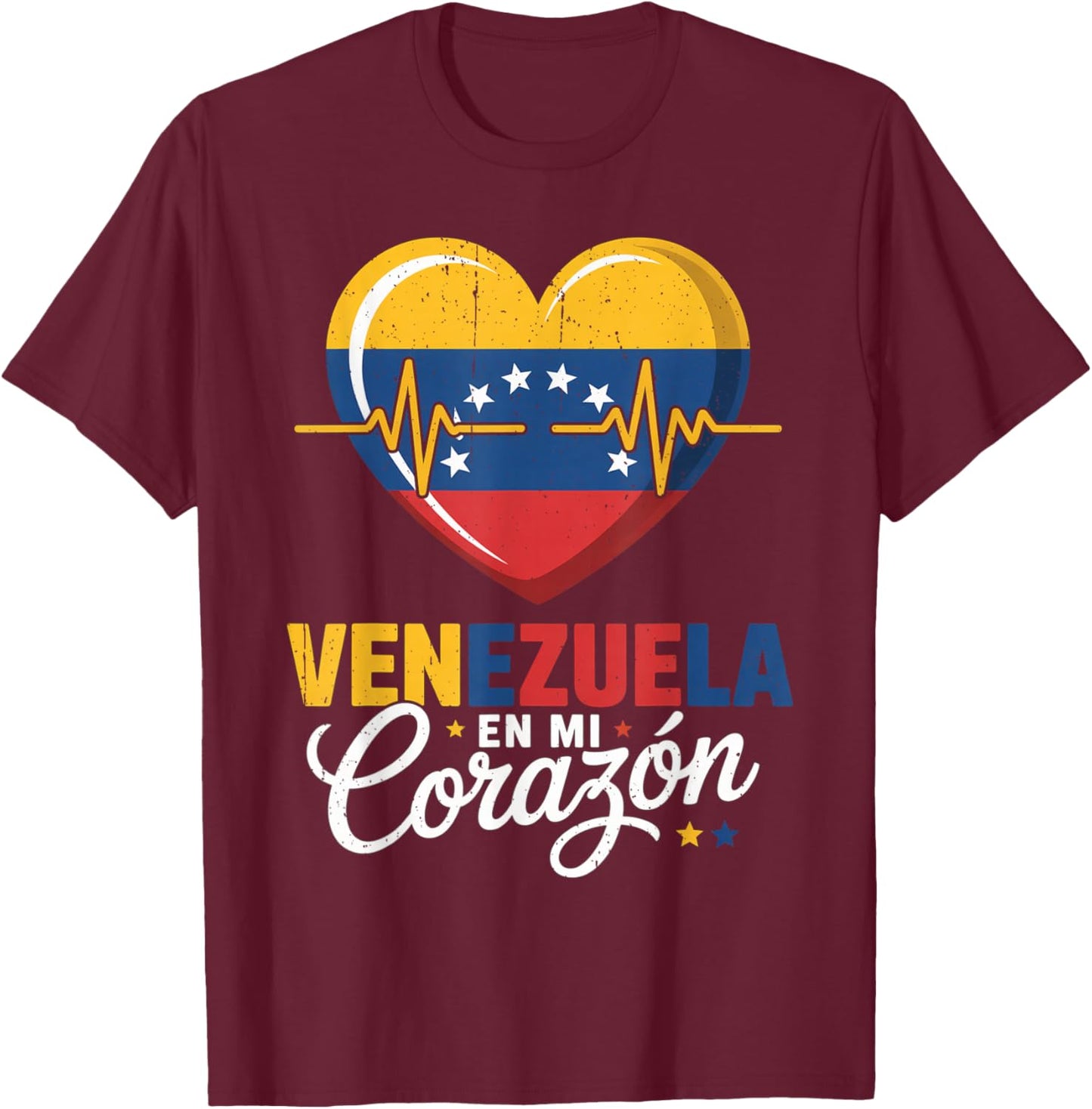 Venezuela En Mi Corazon Libre Patriotic Freedom Latin T-Shirt - T-Shirt | Maroon