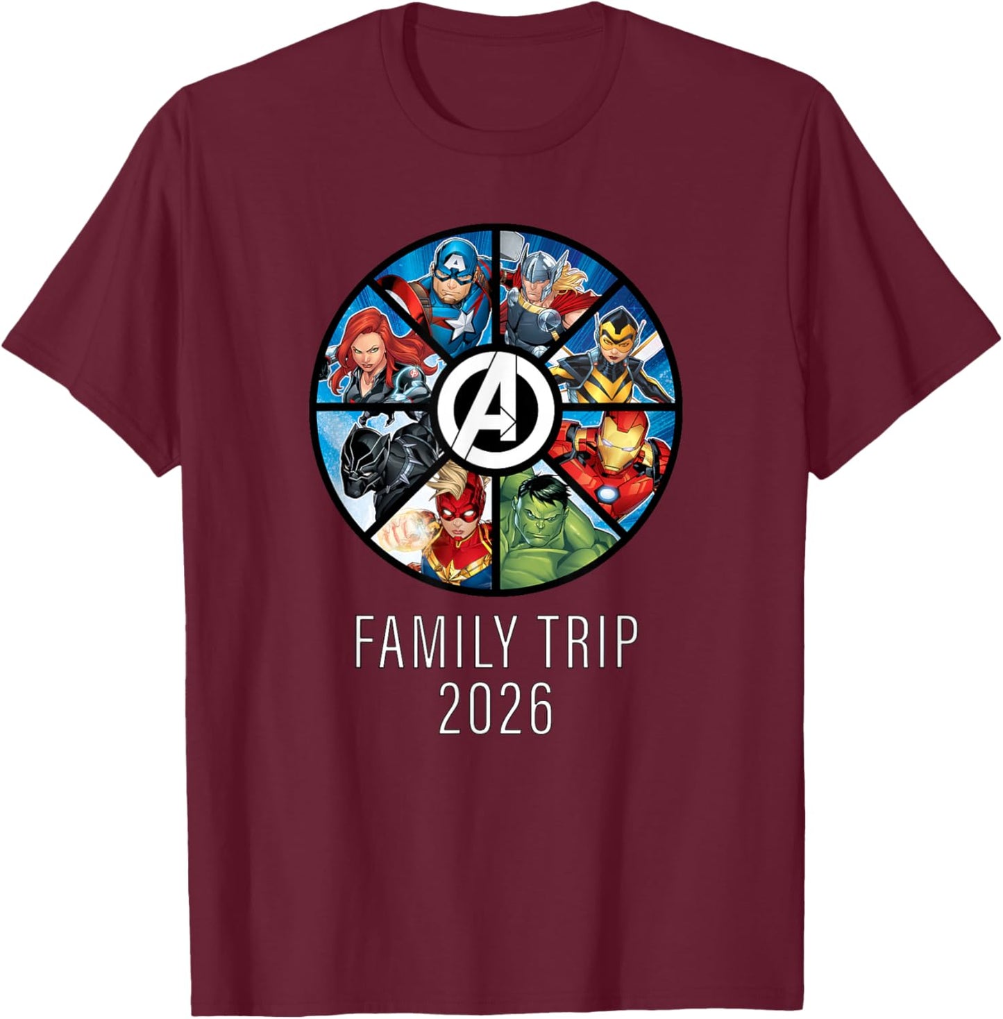 Marvel Avengers A-Logo Circle Super Hero Family Trip 2026 T-Shirt - T-Shirt | Maroon