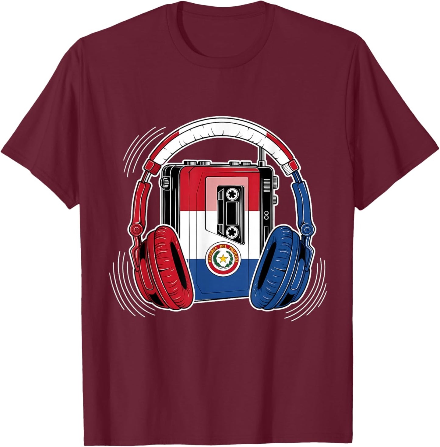 Paraguay Flag Headphones Paraguayan Pride T-Shirt - T-Shirt | Maroon