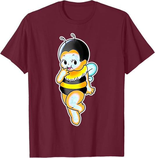 Kewpie Baby Bumblebee T-Shirt - T-Shirt | Maroon