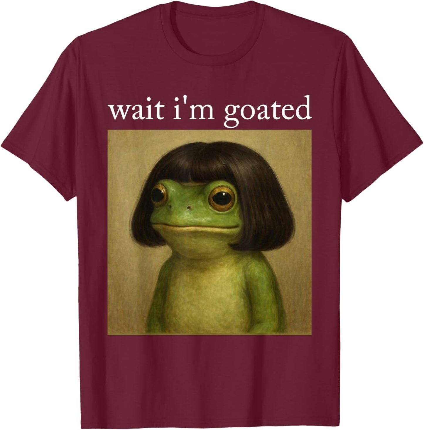 Funny Frog Bob Haircut Meme Frog Wig Men Women Kids T-Shirt - T-Shirt | Maroon