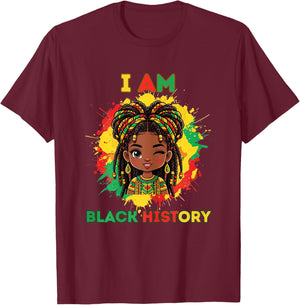 I Am Black History Cute Afro Girl Black History Month T-Shirt - T-Shirt | Maroon