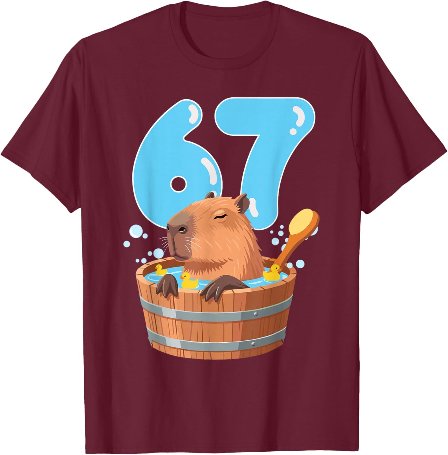 67 Six Seven 6-7 Capybara Funny Teen Kids Capybara 67 T-Shirt - T-Shirt | Maroon