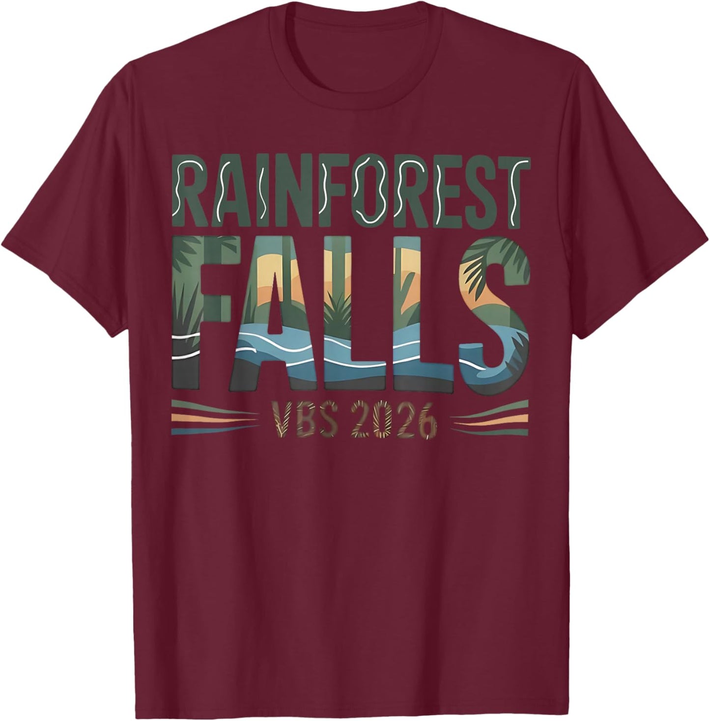 Rainforest Falls VBS 2026 Stamp Exploring The Nature of God T-Shirt - T-Shirt | Maroon